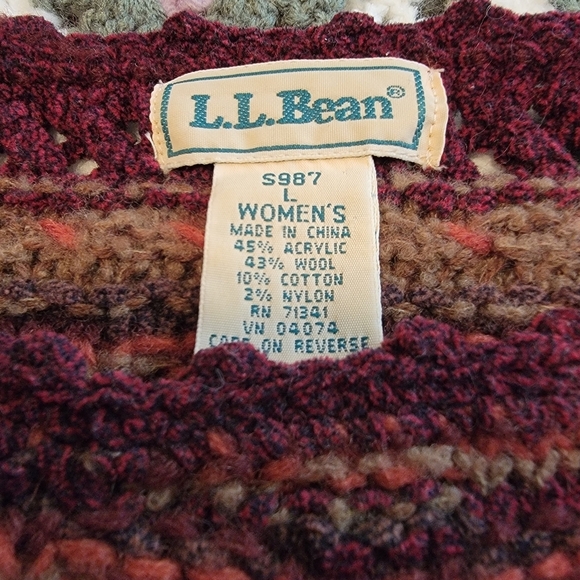 L.L. Bean  Vintage Multicolor Blend Crochet Sweater Size L - Picture 6 of 8